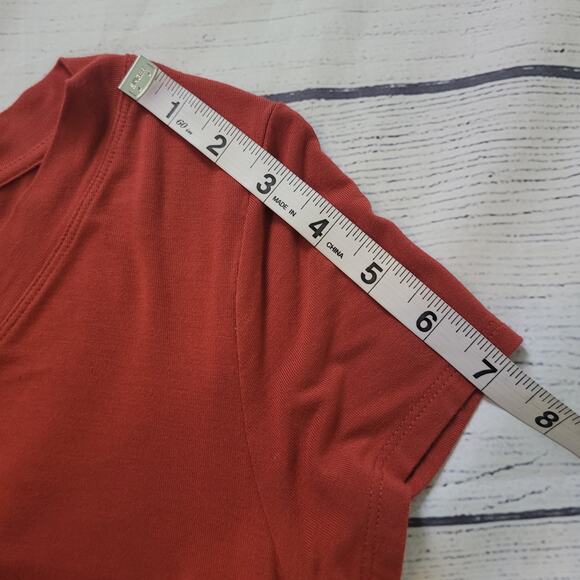 C&C California Size S T-Shirt Mini Dress Light Burgundy V-Neck Casual Summer - Picture 6 of 10